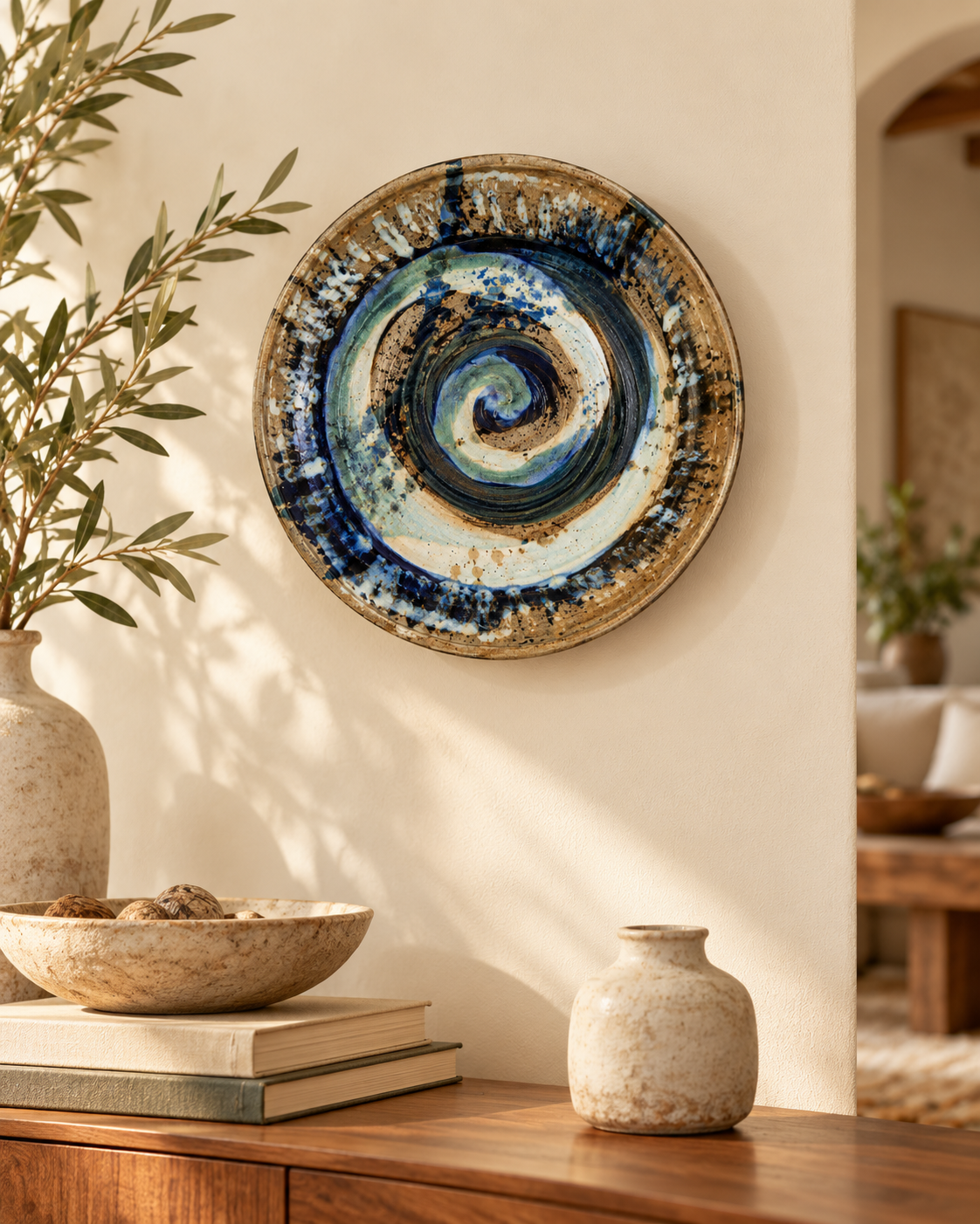 Blue Spiral Serving Tray