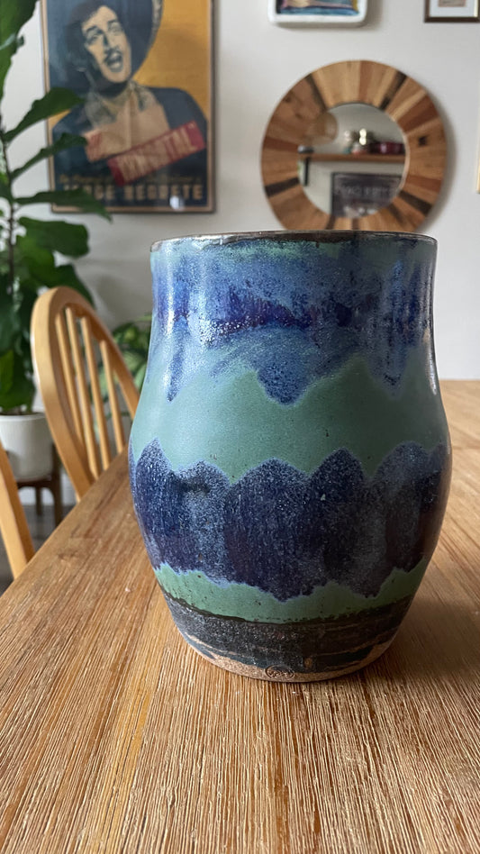 Green and Cobalt Zig Vase